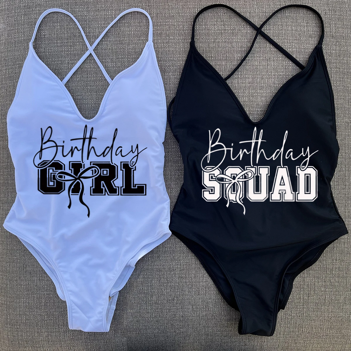 Sexy Padded One Piece Swimsuit Women Birthday Girl Swimwear Summer Bathing Suit Squad Beachwear Birthday Party Lady