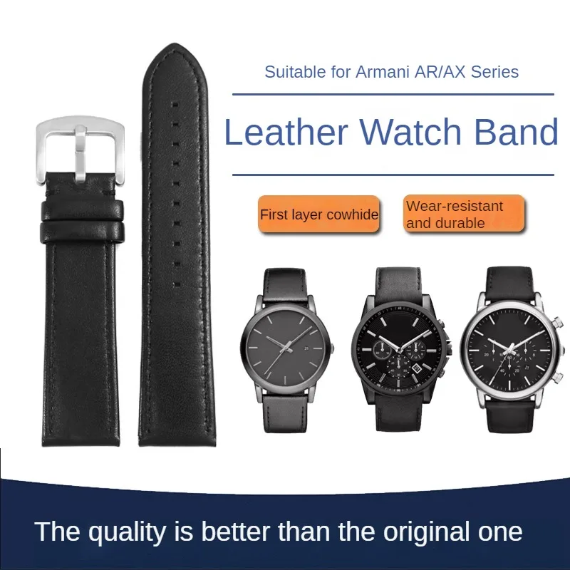 

Genuine Leather Watch Strap Substitute AR1692/1694/1732/1828/2075 AX2098 Series Flat Interface Cowhide Watchband 20/22mm