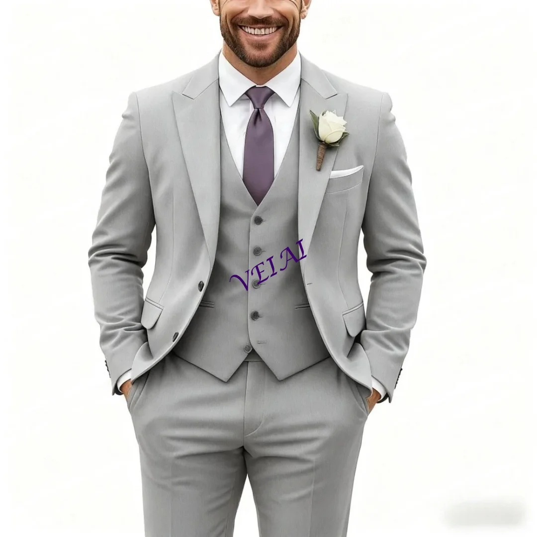 بدلة سهرة رسمية مخملية أرجوانية مخصصة للرجال مكونة من 3 قطع بدلة سوداء لحفلات الزفاف أفضل رجل لحفلات الكرة لحفلات Busin