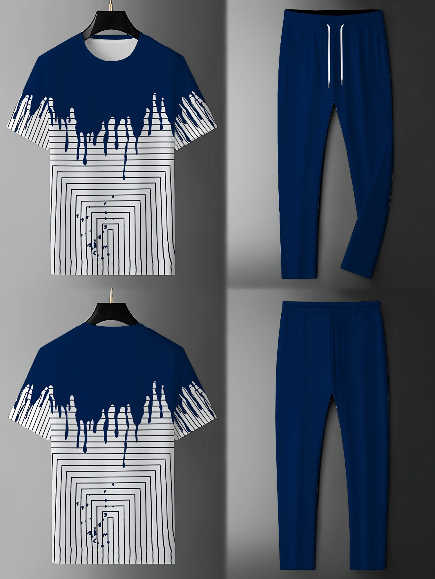 The new men's set for summer 2025 is 3D printed fashionable quick-drying breathable and sporty