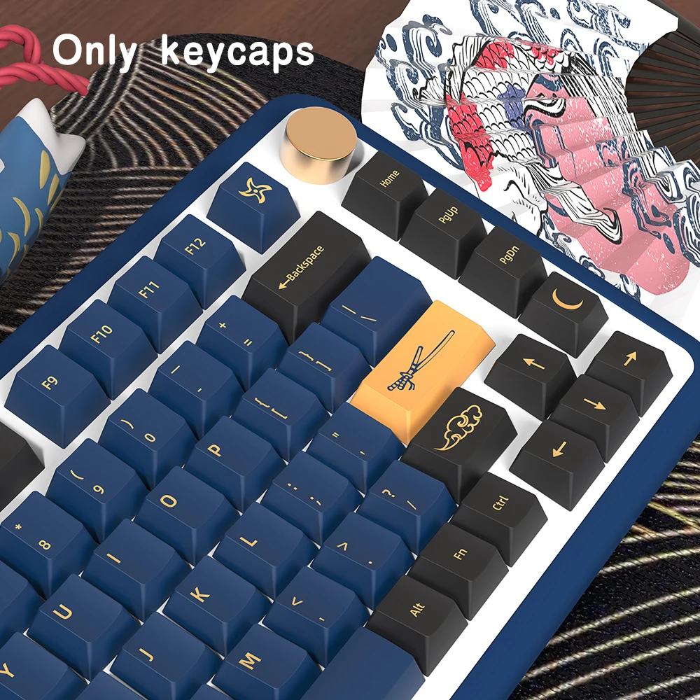 Imagem -05 - Samurai Azul Keycaps Japonês Coreano Russo Alemão Espanhol Francês Pbt Keycap Perfil Cereja para Gmk Teclado Mecânico Personalizado