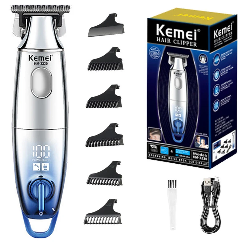 Kemei 3230 0mm Professional Hair Trimmer For Men Electric Beard Hair Clipper Barber USB Rechargeable haircut machine trimer