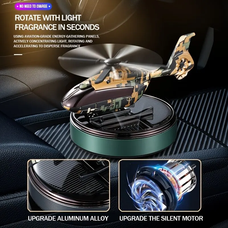Car Air Freshener Solar Helicopter Interior Accessories Decoration Propeller Rotating Auto Flavoring Perfume Diffuser Supplies image 3