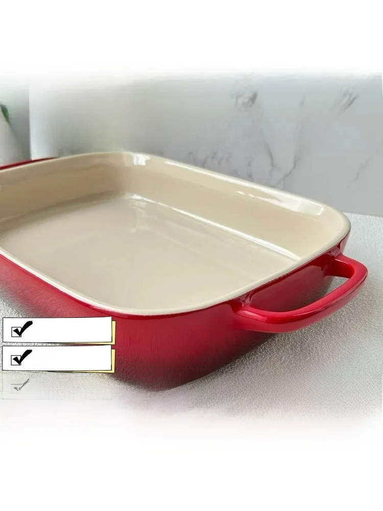 Bandeja para Hornear Le Creuset de Color Esmaltado, Rectangular de 32 cm, con Dos Asas, Gran Capacidad, Estilo Francés, para Muchas Personas