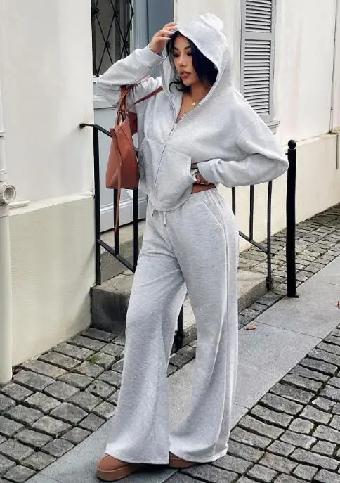 

Women's Two-Piece Set 2026 Autumn/winter New Fashion Casual Sports Long Sleeve Sweatshirt Jacket Long Pants Set Women's Clothing