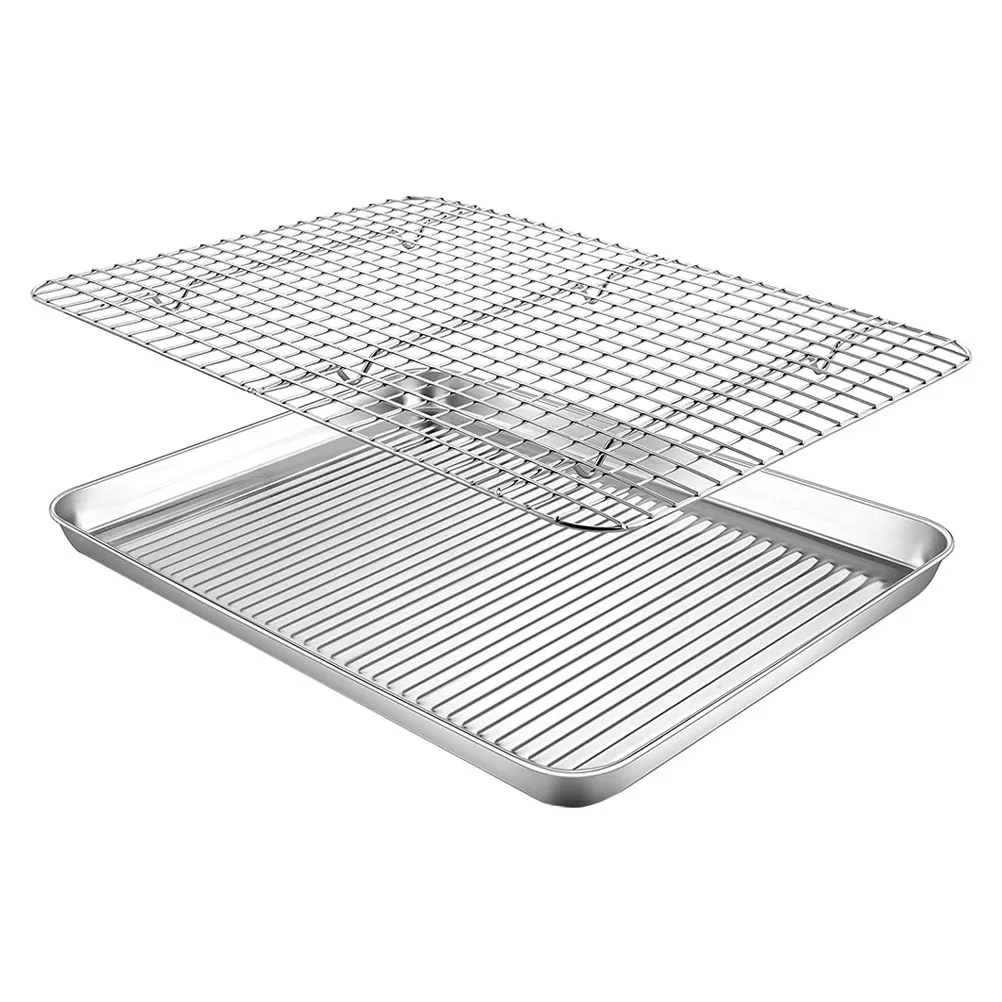 

1 Set Of Tray Set Stainless Steel Multi-Function Kitchen Camping Baking Pan With Cooling Rack Reusable Baking Supply Household