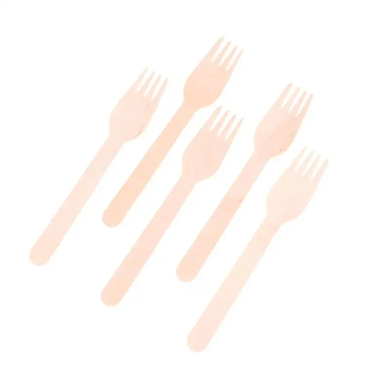 100Pcs Wooden Disposable Forks for Cake Salad Fruit Compostable Tableware Eco Friendly for Festivals Catering Events