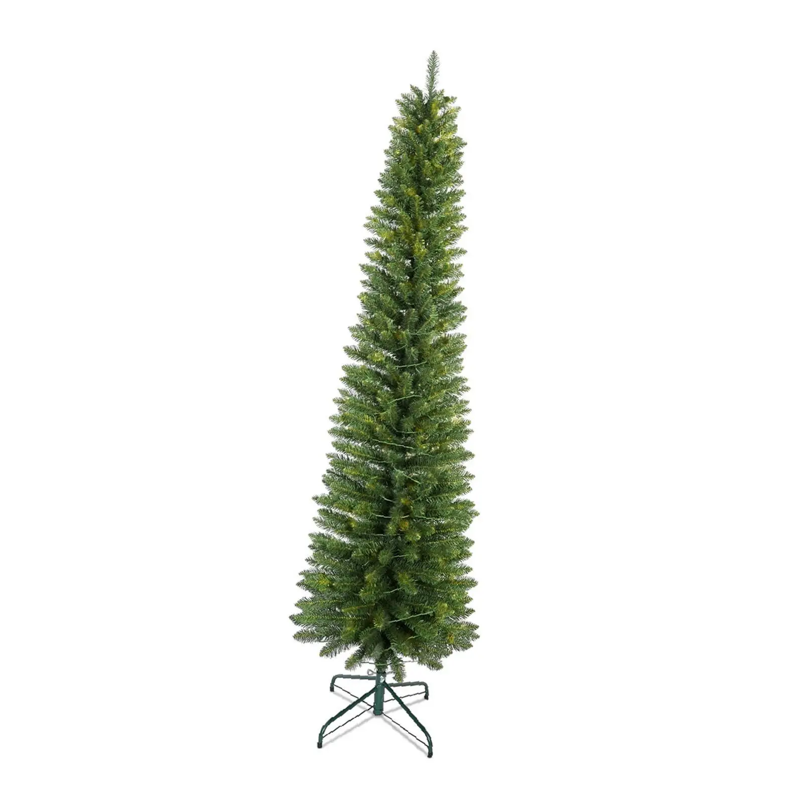 Árvore de Natal lápis verde de 7 pés – Árvore fina de PVC com 469 pontas, economia de espaço