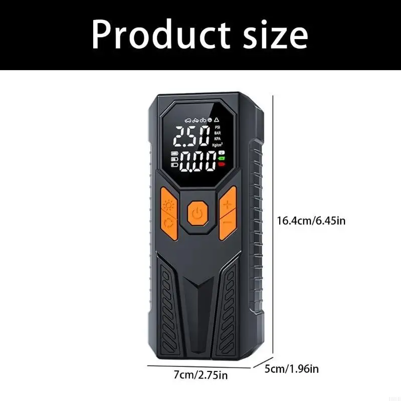 منفاخ إطارات سريع مع جهاز مراقبة الضغط الرقمي، تصميم محمول للسيارات والدراجات النارية والدراجات والاستخدام في حالات الطوارئ من #6