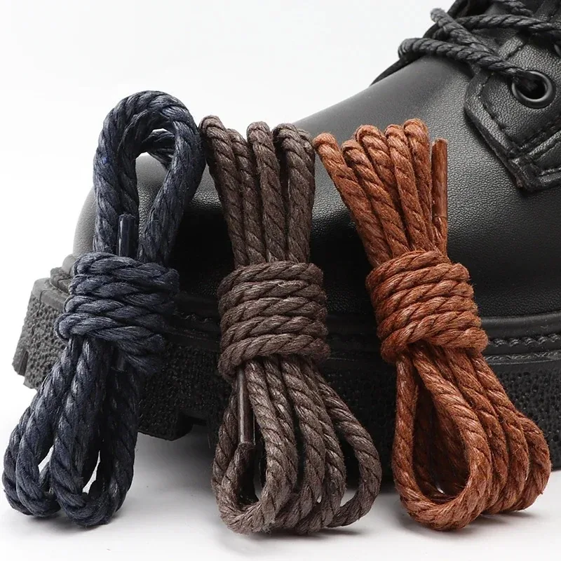 Leather shoelaces Cotton waxed shoelaces outdoor sport Waterproof and wear-resistant circular shoelaces length 70/90/120/150cm