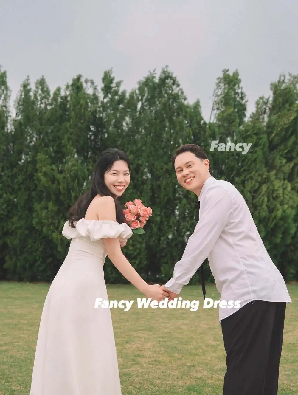 يتوهم بسيط قبالة الكتف مساء اللباس الطيات قصيرة الأكمام فستان الزفاف الطابق طول الظهر مشد مخصص