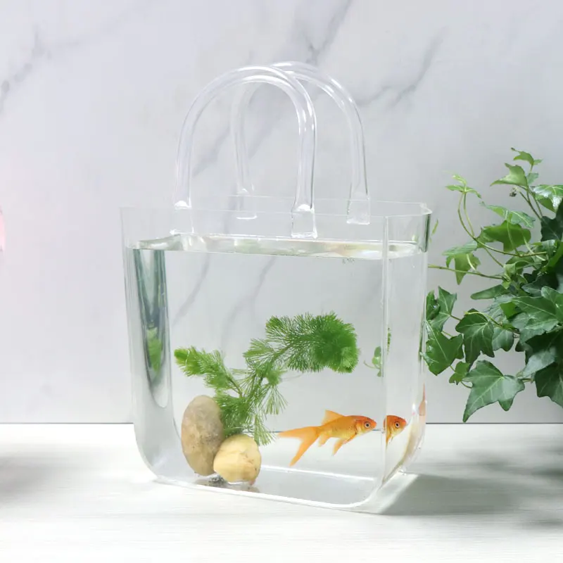 GIEMZA Nordic Transparent Acrylic Fashion Women\'s Bag Vase Shopping Basket Decoration Light Luxury Living Room Fish Tank Flower