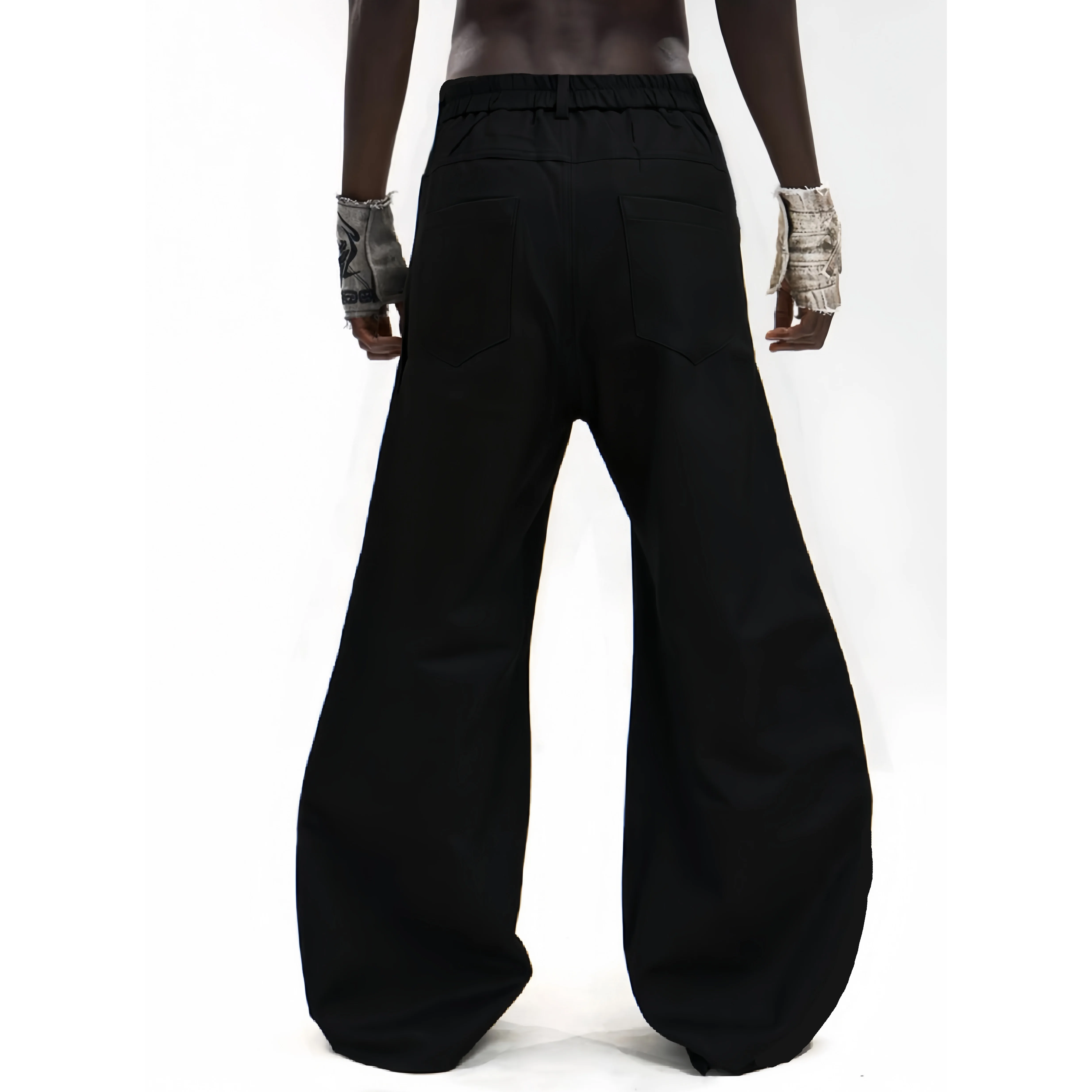 Men's 2025 Spring Summer New Curved Trousers Men's Metal Chain Niche Design Pants Male Fashion Versatile Chic Wide-leg Trousers