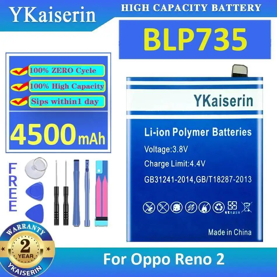

4500 мАч для Oppo Reno 2 Safe BLP735 Премиум Сменный аккумулятор для мобильного телефона