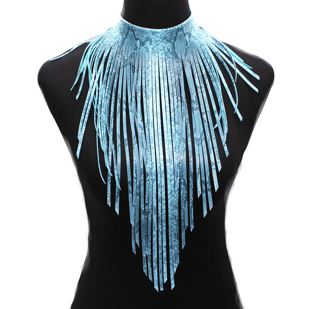 2023 New Serpentine Leather Necklace Tassel Necklace For Women's Handmade High Street Synthetic Leather Jewelry
