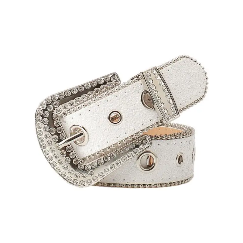 

A52E Blingbling Waist Belt Glinting Chain with Encrusted Grommet Rhinestones