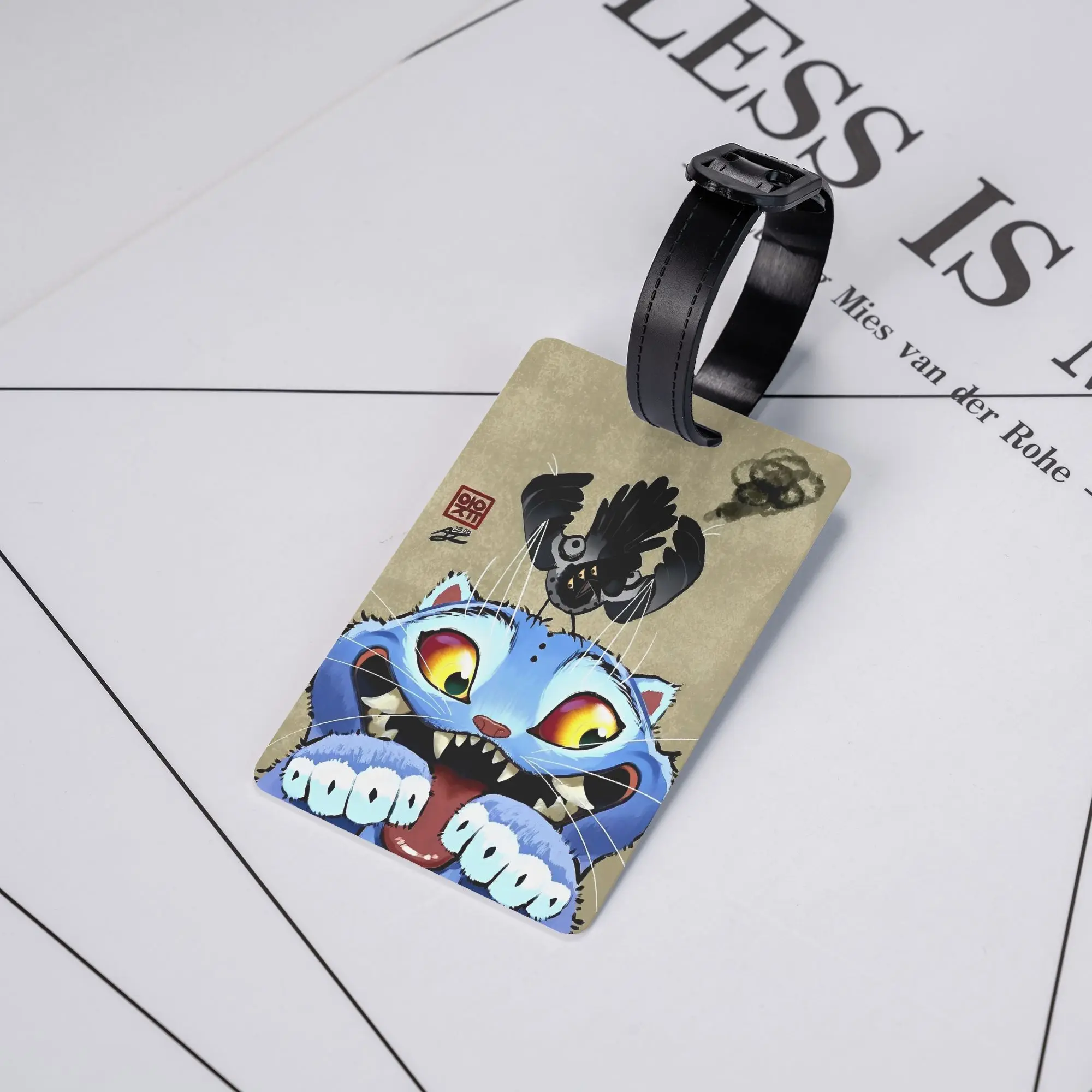 

Blue Tiger Silly Movie Demon Hunters Luggage Tag Travel Portable Label Luggage Bag Case Tags ID Address Portable Travel Label