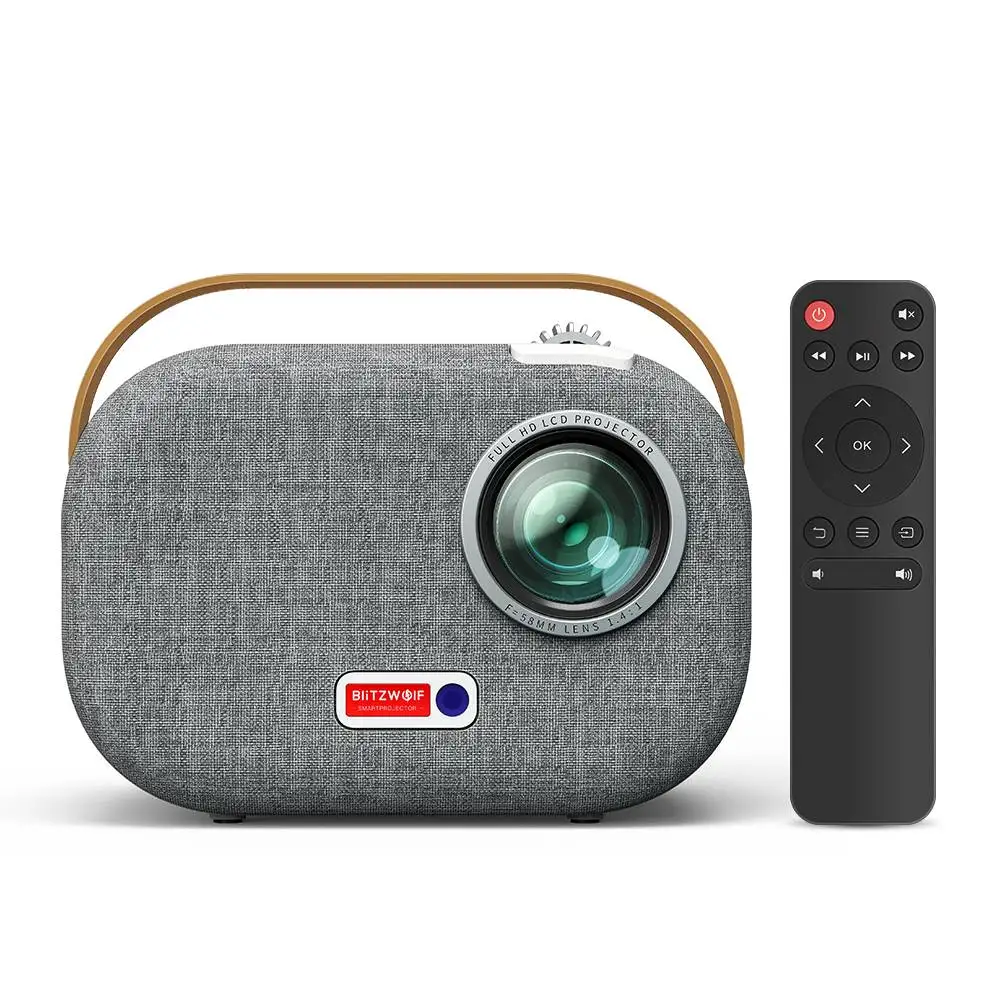 BlitzWolf 2.4G/5G Wifi Projector Full HD 1920x1080P Mini Projector w/ 2 Speakers 200ANSI Android 9.0 Home Theater Cinema US Plug