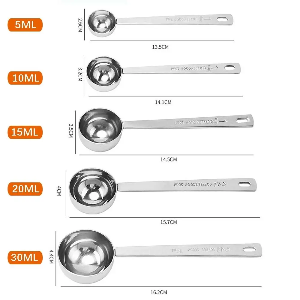 Coffee Scoop Powder Spoon Thicken Stainless Steel Tablespoon Measuring Spoon 5/10/15/20/30ML
