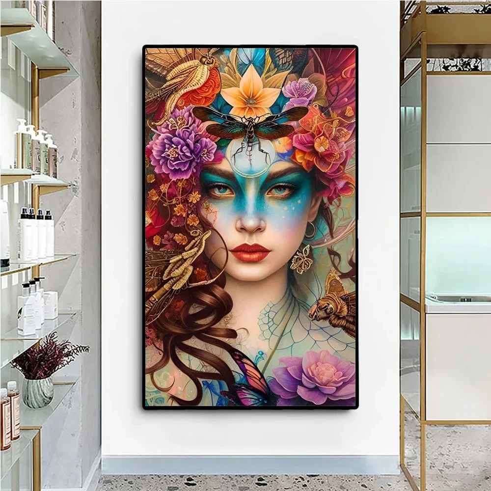 5D Diamond Painting Gorgeous Woman Decorative Flowers Diy Full Square Round Diamond Mosaic Embroidery Portraits Home Decor