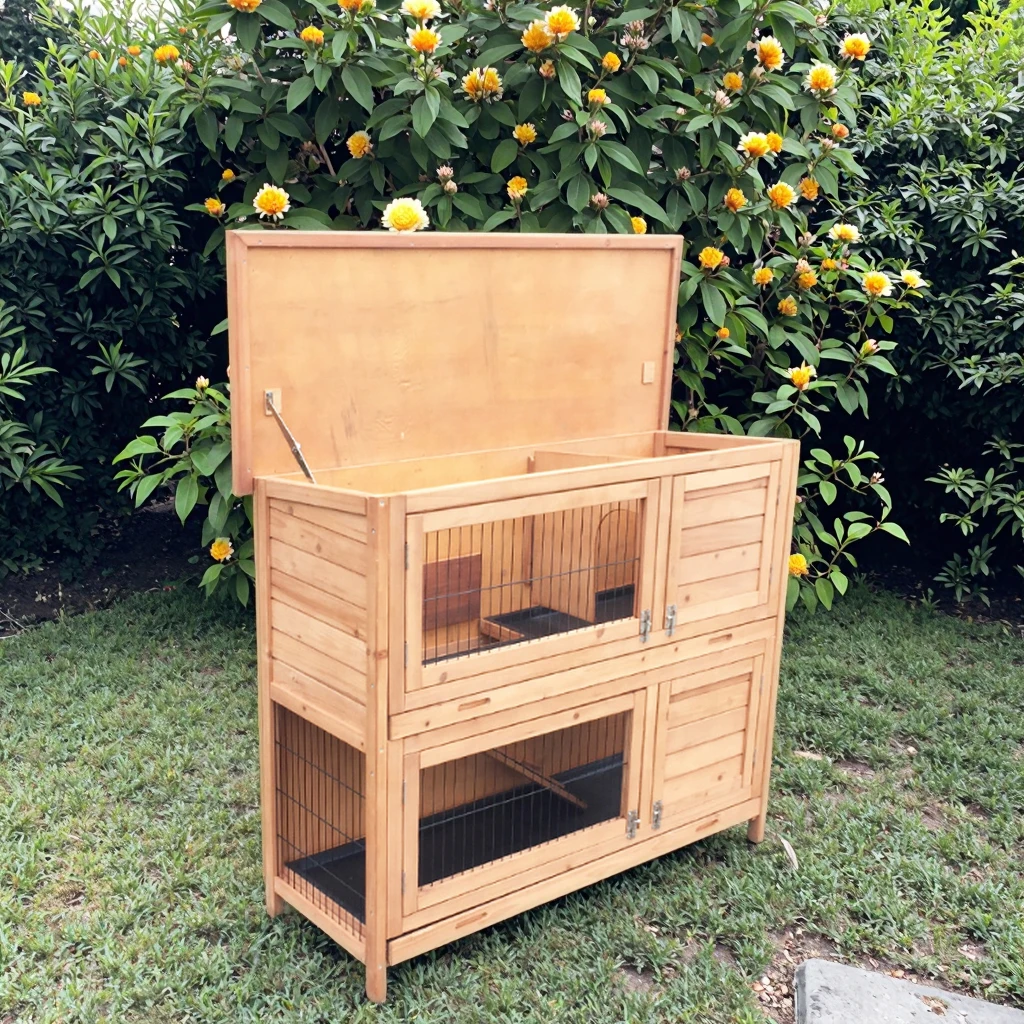 

ep-SDR020 Handmade Wooden Rabbit Hutch Factory OEM Pet Products Made in China for Rabbits & Other Small Pets&