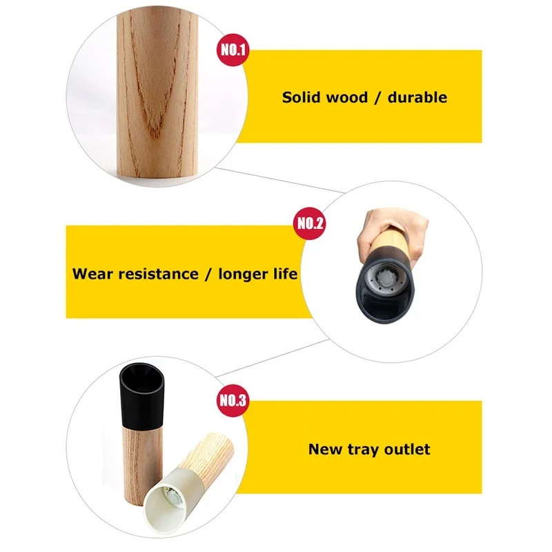 Wooden Salt and Pepper Mill Spice Nuts Mills Handheld Seasoning Grinder Bottle Cooking Home Decoration Kitchen BBQ Tools