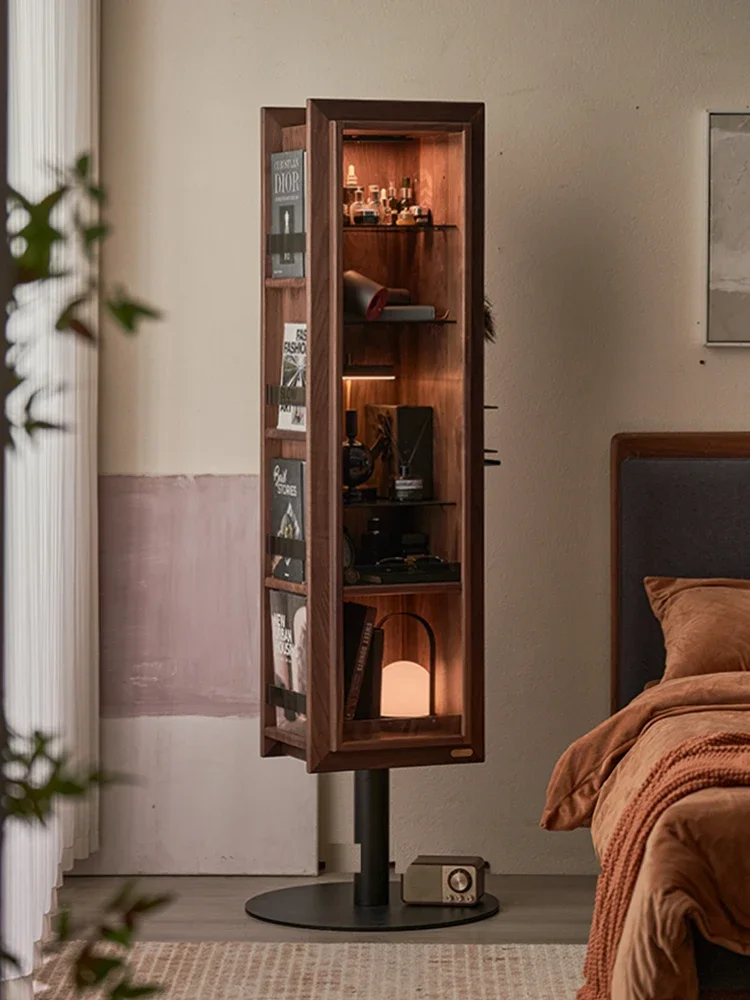 Solid wood rotating mirror cabinet, bedroom home full-body mirror