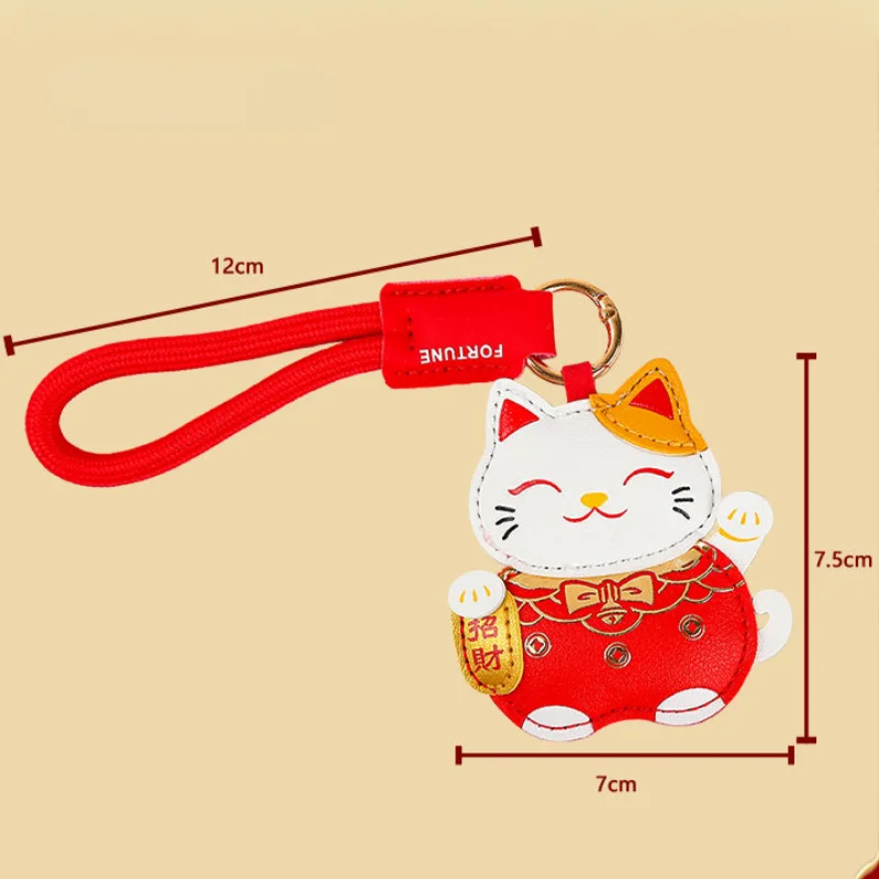 New Creative Bag Pendant Small Lucky Cat Pu Leather Pendant  Car Pendant Candy Color Female Accessories