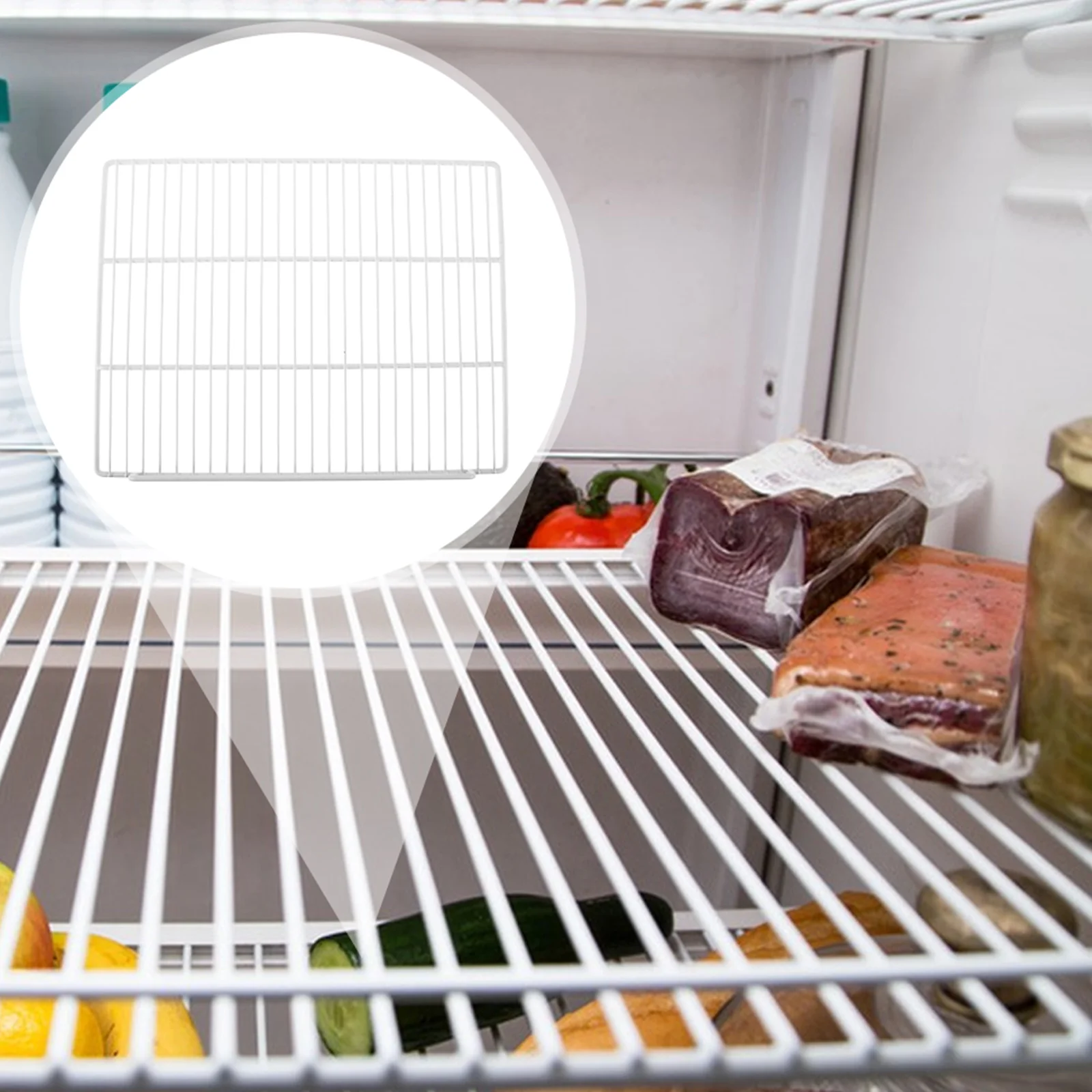

Adjustable Metal Wire Refrigerator Shelf Organizer Heavy Duty Freezer High Load Capacity Easy Cleaning Hollow Edge Design For