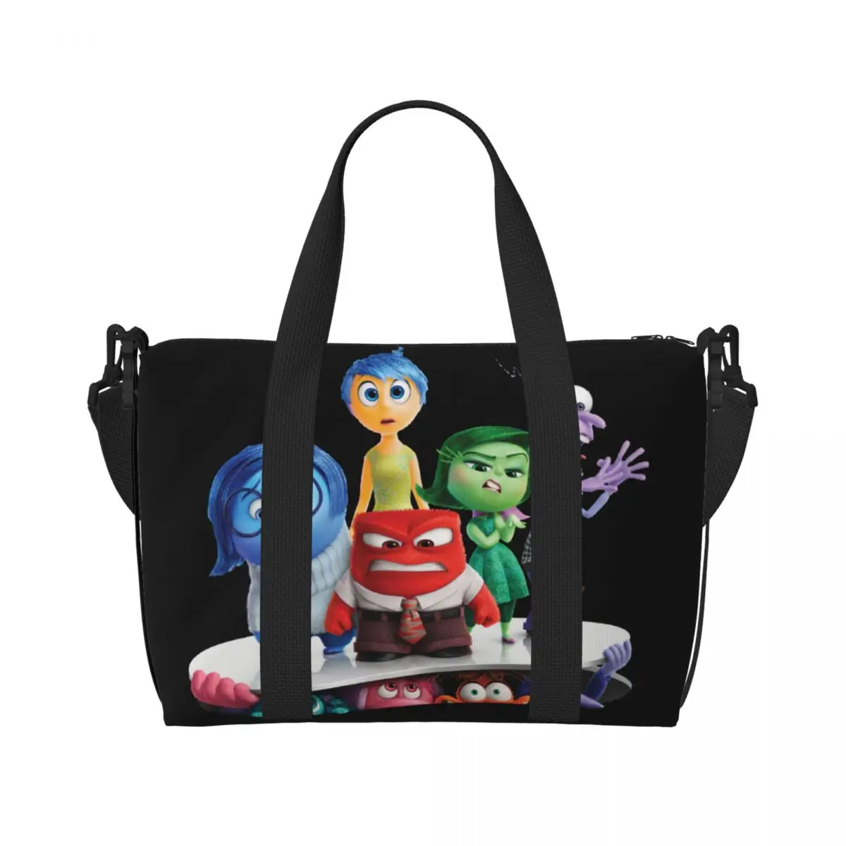 

Custom Inside Out Character Shot Beach Tote Bag for Women Extra Large Gym Carry On Travel Shopping Bags