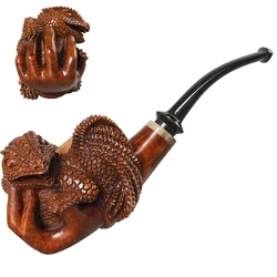 JIBILL Briarwood Tobacco Pipe Hand-carved Lizard Tobacco Pipe 3mm Pipe Channel Father's Day Gift Hand-held Lizard Shape