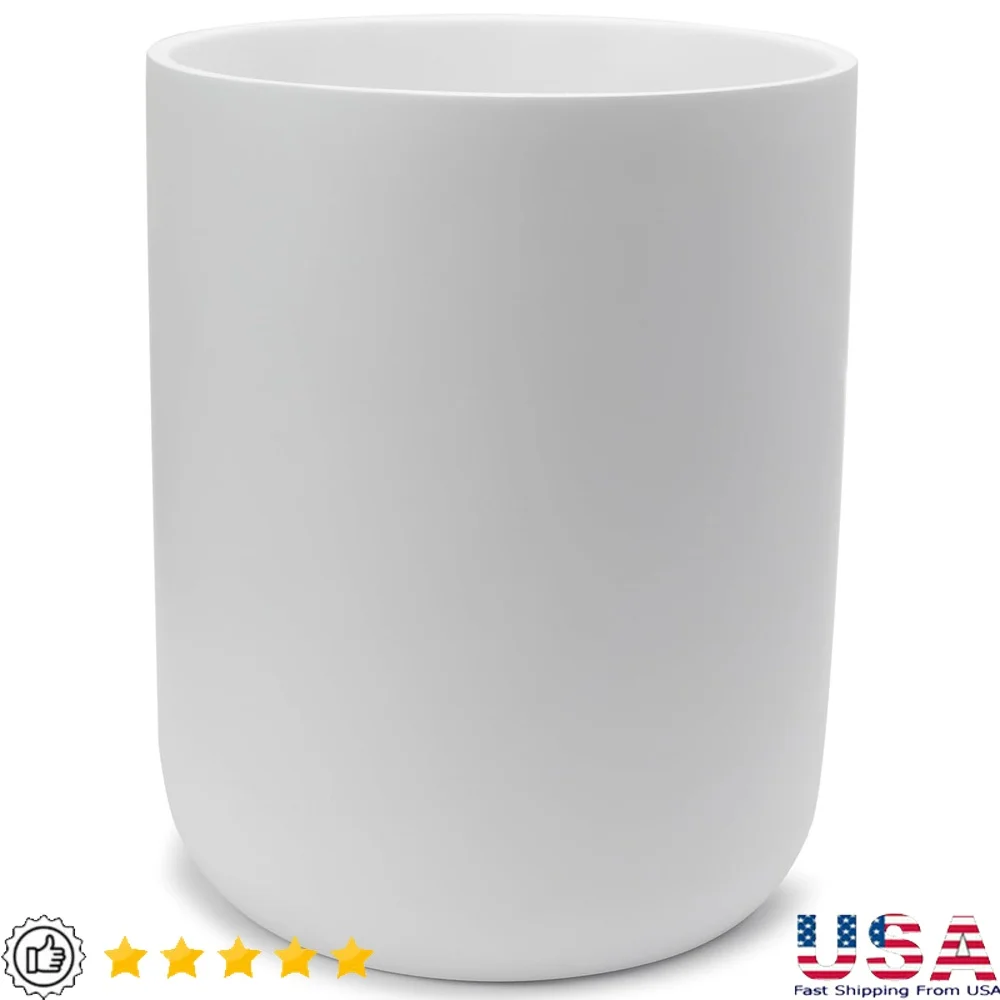 

Matte White Round Compact Trash Can Mini Waste Bin Small Garbage Basket Bathroom Office Bedroom Under Desk RV Tiny Homes