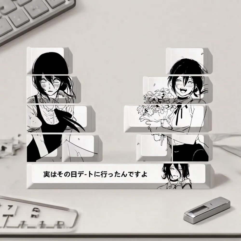 11 Key/set Chainsaw Man Anime Keycap Set Reze Keycaps Original Height Pbt Sublimation Custom Keycaps for Mechanical Keyboard