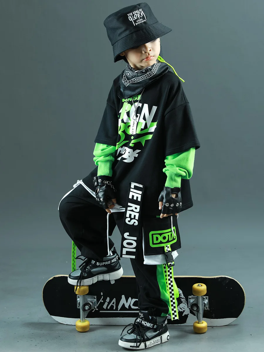 Ropa de Jazz, ropa de calle para niñas, conjuntos geniales de Hip Hop para niños, traje de baile callejero para niños, chaqueta de béisbol, pantalones Caro sólidos para fiesta