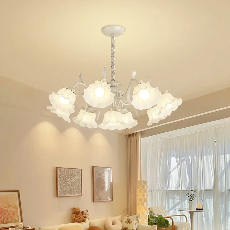 Oil style lily of the valley LED dining room chandelier light luxury living room master