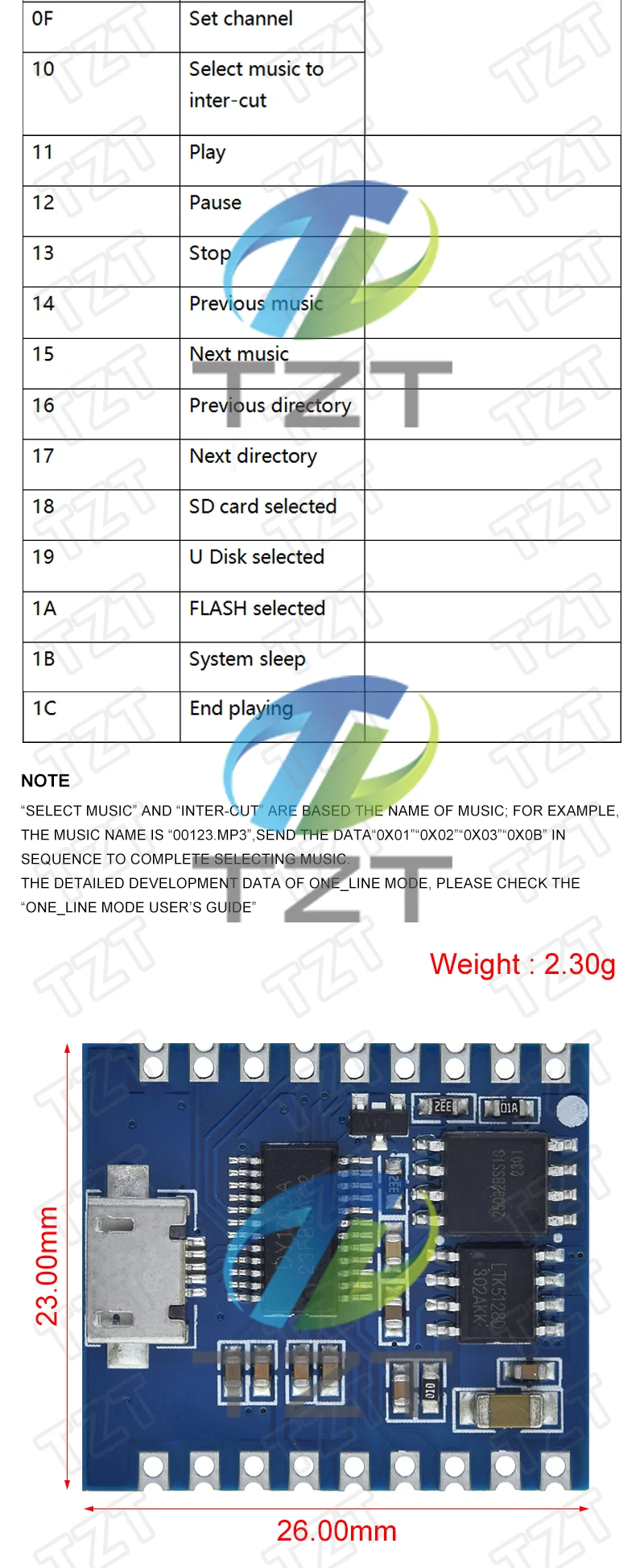 DIYTZT 1/3PCS DY-SV17F Audio Modul Mini MP3 Player IO Trigger USB Flash Stimme Modul MAR25 Für DIY KIT – Detail 8