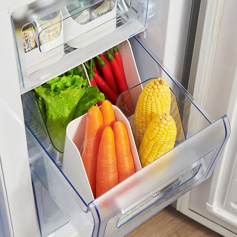 Large Storage Box Refrigerator Vegetable Fruit Sorting Basket Plastic Desktop Makeup Drawer Organizers Kitchen Storage Gadget