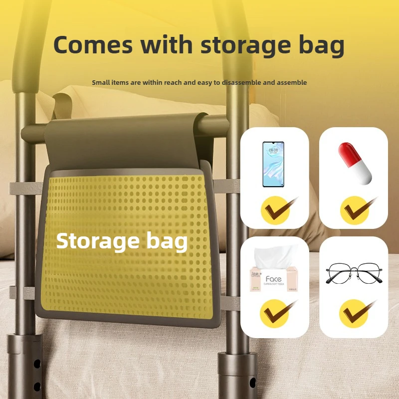 ,Adjustable Height Mobility Handle,‌Healthcare-Grade Bed Assist RailNo-Drill Retractable Support,AntiFall Bed Safety GuardSystem