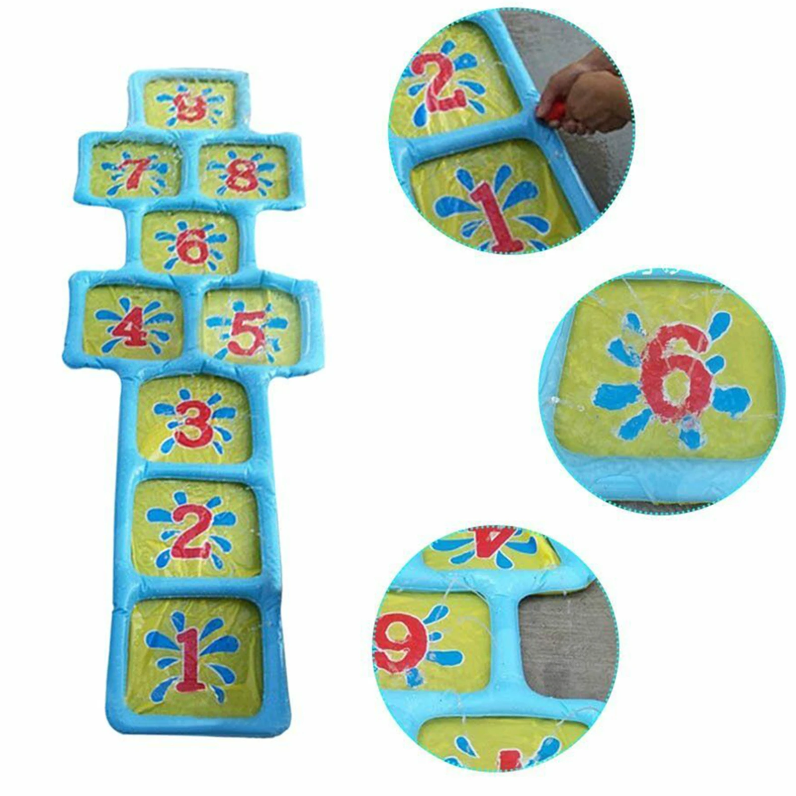 Inflatable Water Spray Number Pad Summer Children Kids Outdoor Inflatable Pool Pad Beach Lawn Play Water Spray Square Grid Mat