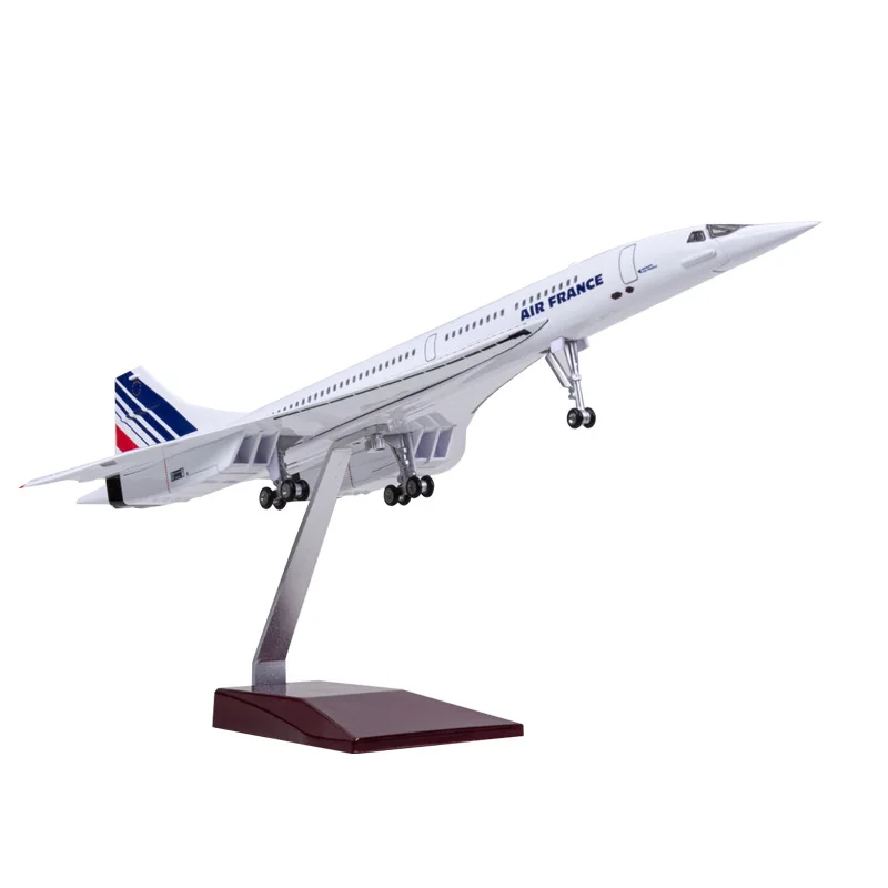 With Wheeled Lights 50cm Air France Concorde Aircraft Air France Model Simulation Assembled Display Collection Gift