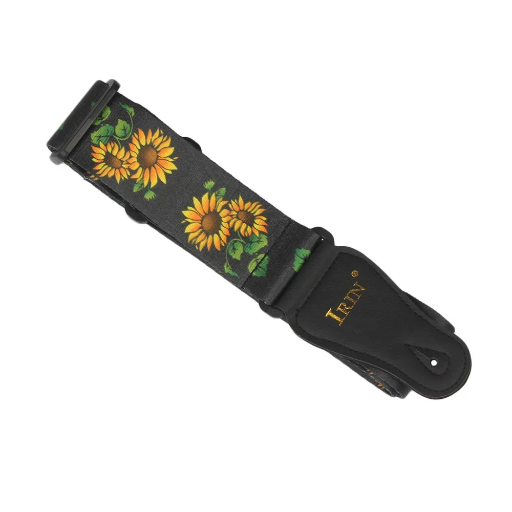 Universal Guitar Strap PU Leather Ends Adjustable Acoustic Guitar Bass Sunflower Strap Belt Guitar Bass Parts & Accessory