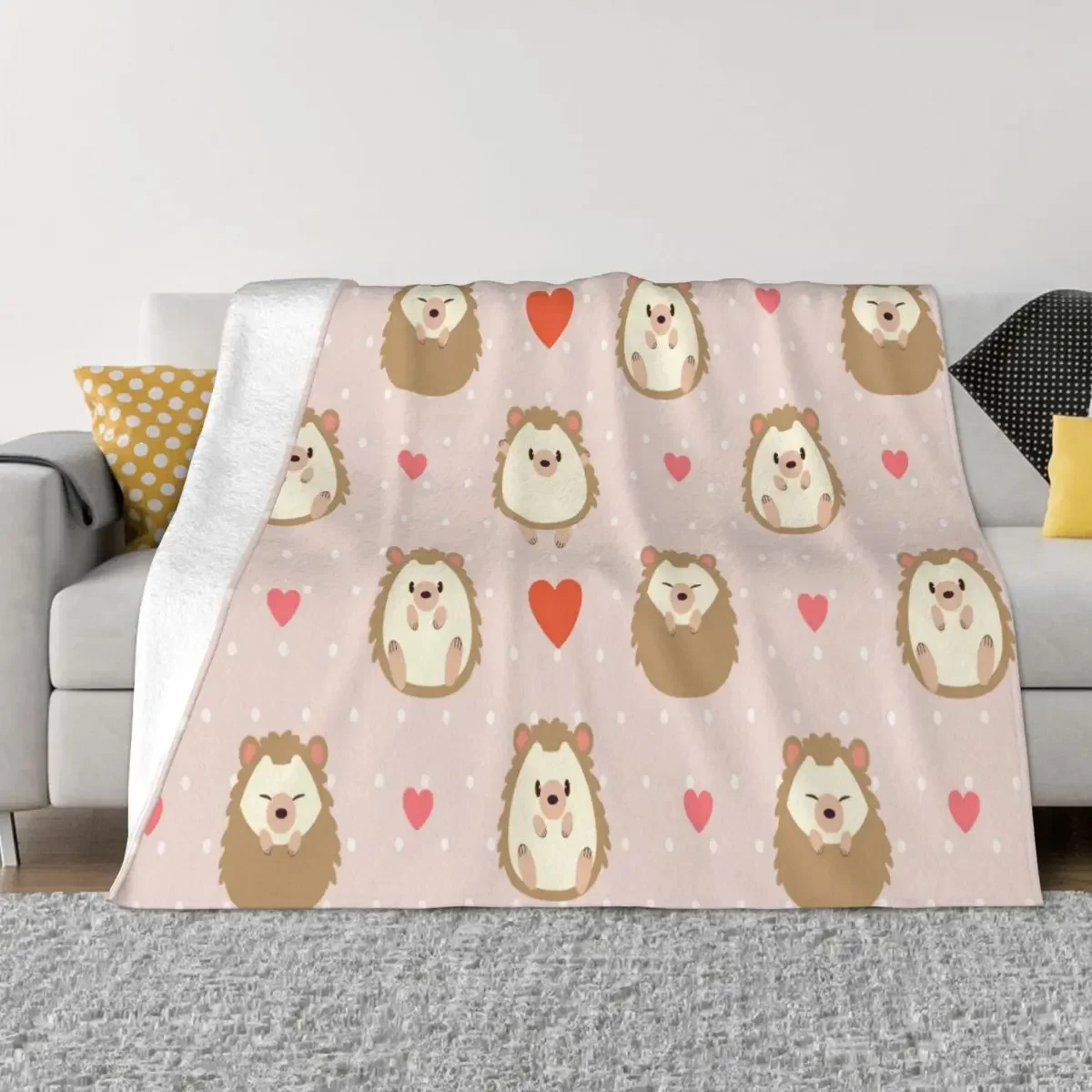 

Cute Hedgehog Plaid Blankets Fleece Spring Autumn Collage Cartoon Art Gift Thin Throw Blanket for Bed Couch Bedding Throws