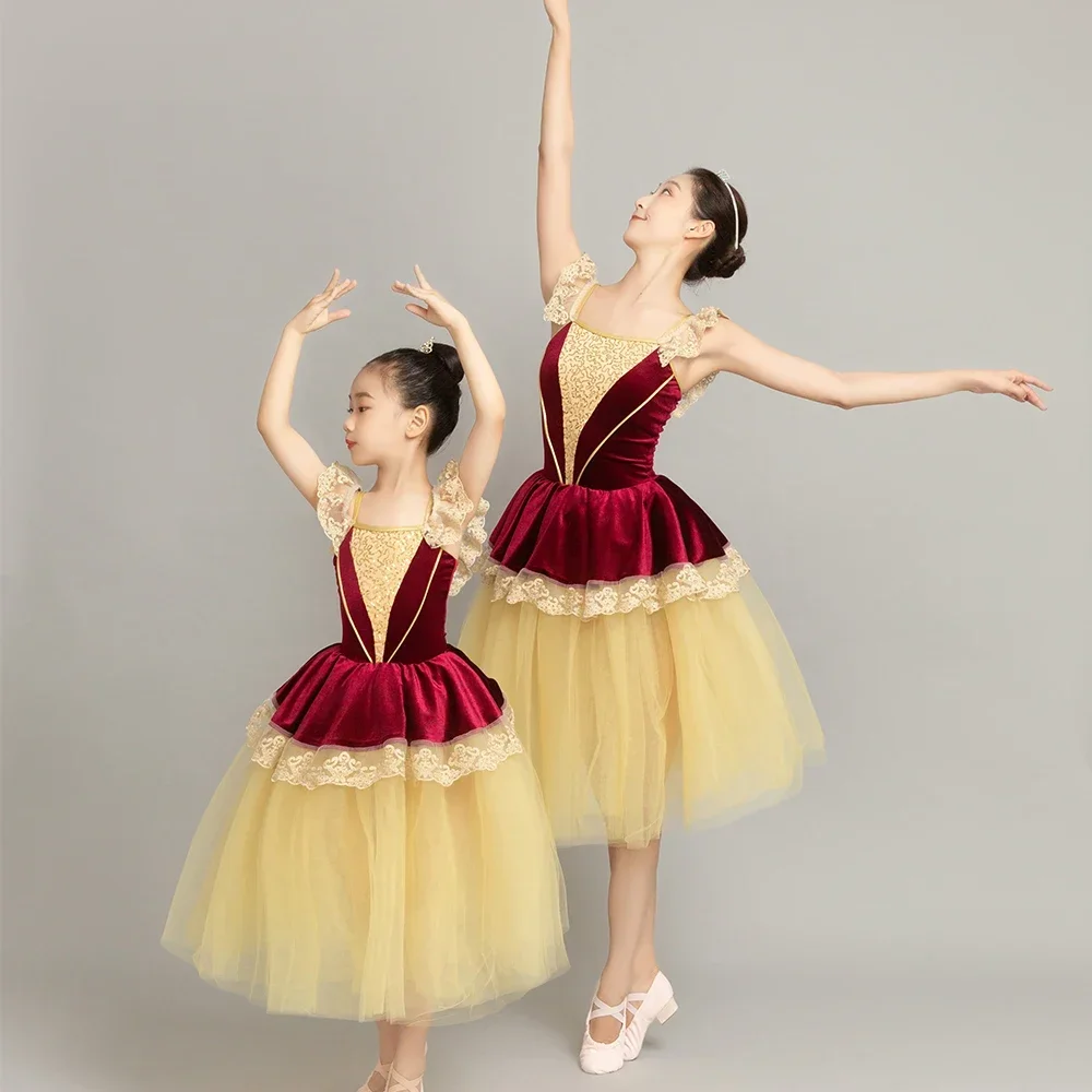 

Children Gauze Dress Palace Tutu Long Skirt Stage Performance Costume