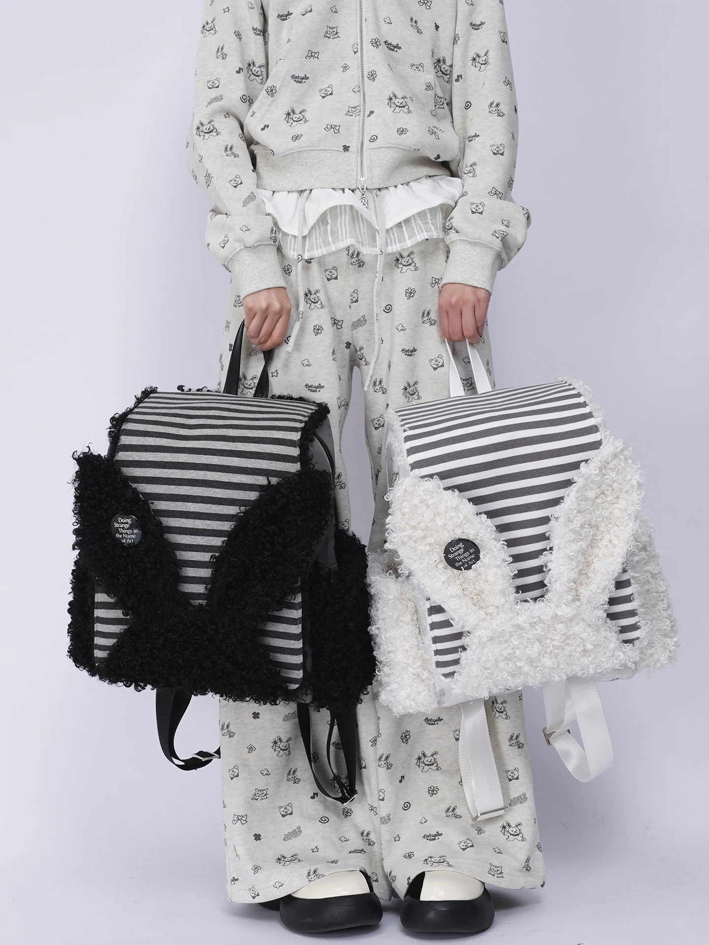 

Rebirth Wild Setting Rabbit Ear Backpack Women's Computer Bag Cute Class Animal Shape Shoulder Bag Polyester Inner Material