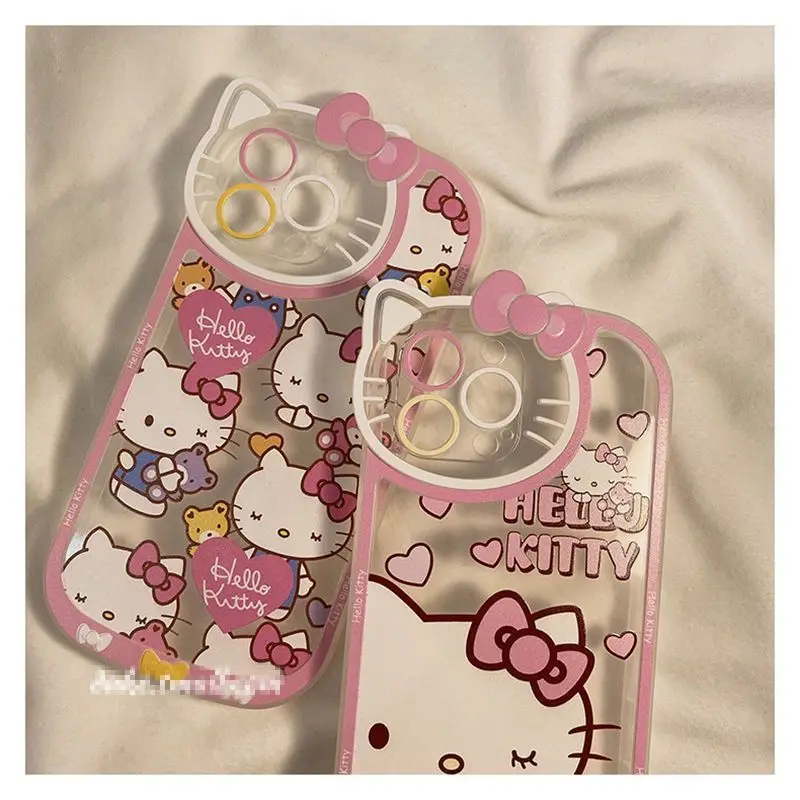 Sanrio Hello Kitty Kawaii Happy Phone Case For iPhone 15 14 13 12 11 Pro Max 7 8 Plus XR XS MAX Y2K Girl Anti Fall Back Cover