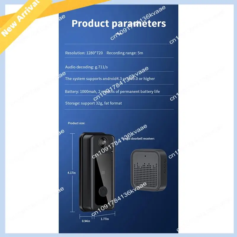 M01K WIFI Doorbell Camera With 125° Wide Angle HD Video Night Vision Supports Cloud Storage