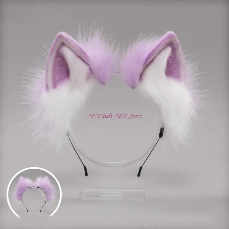 

49ME Косплэй пушистый головной убор повязка на голову животное для кошачьих ушей длинный мех реквизит для волос