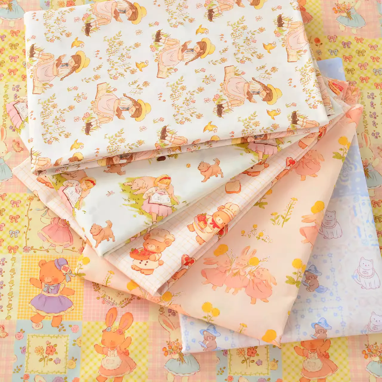 Wide145 cm tela de algodón con diseño de hada y Flora, Material de costura para Patchwork, ropa de cama, bolso de mano