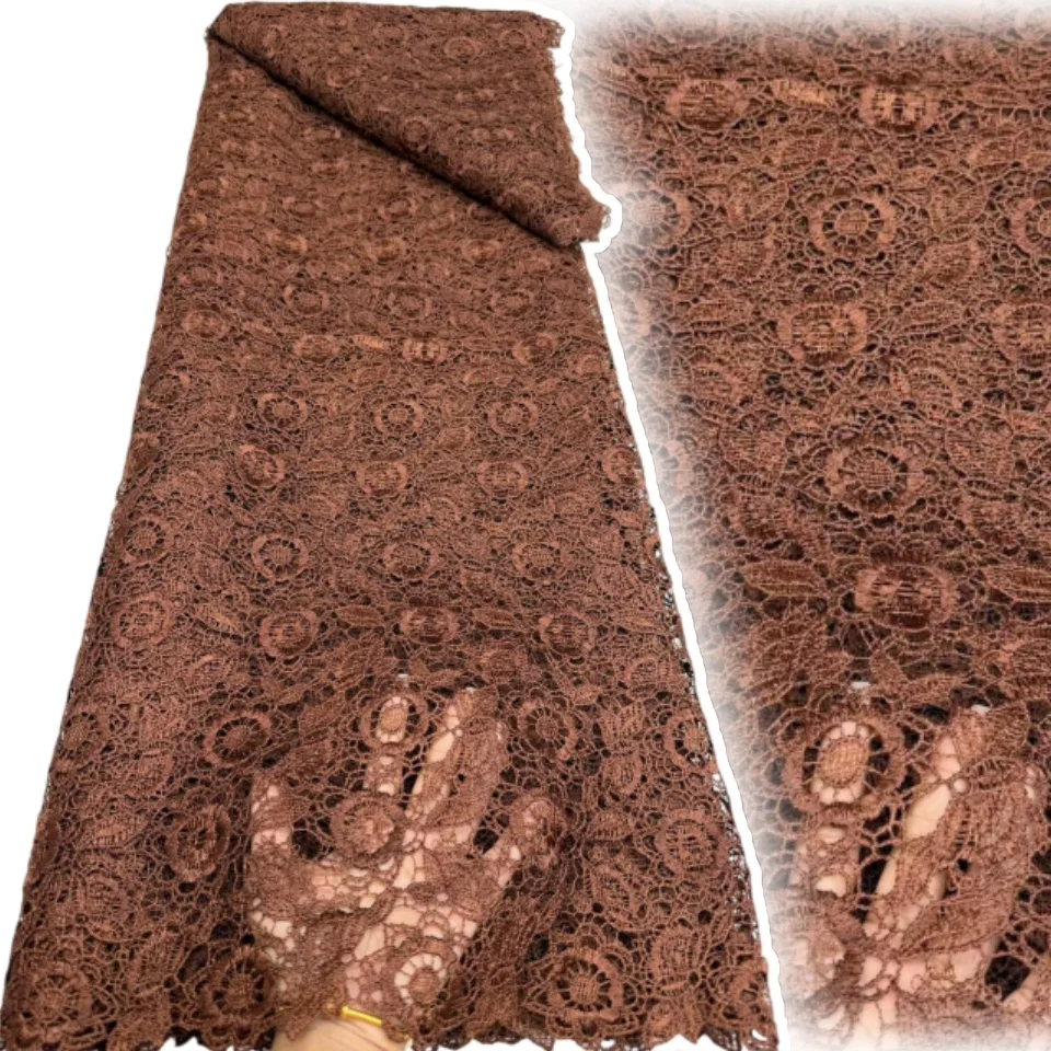 High Quality African Cord Swiss Voile Lace Embroidery French Guipure Fabric Water Soluble Lace for Fall and Winter Clothes 3632