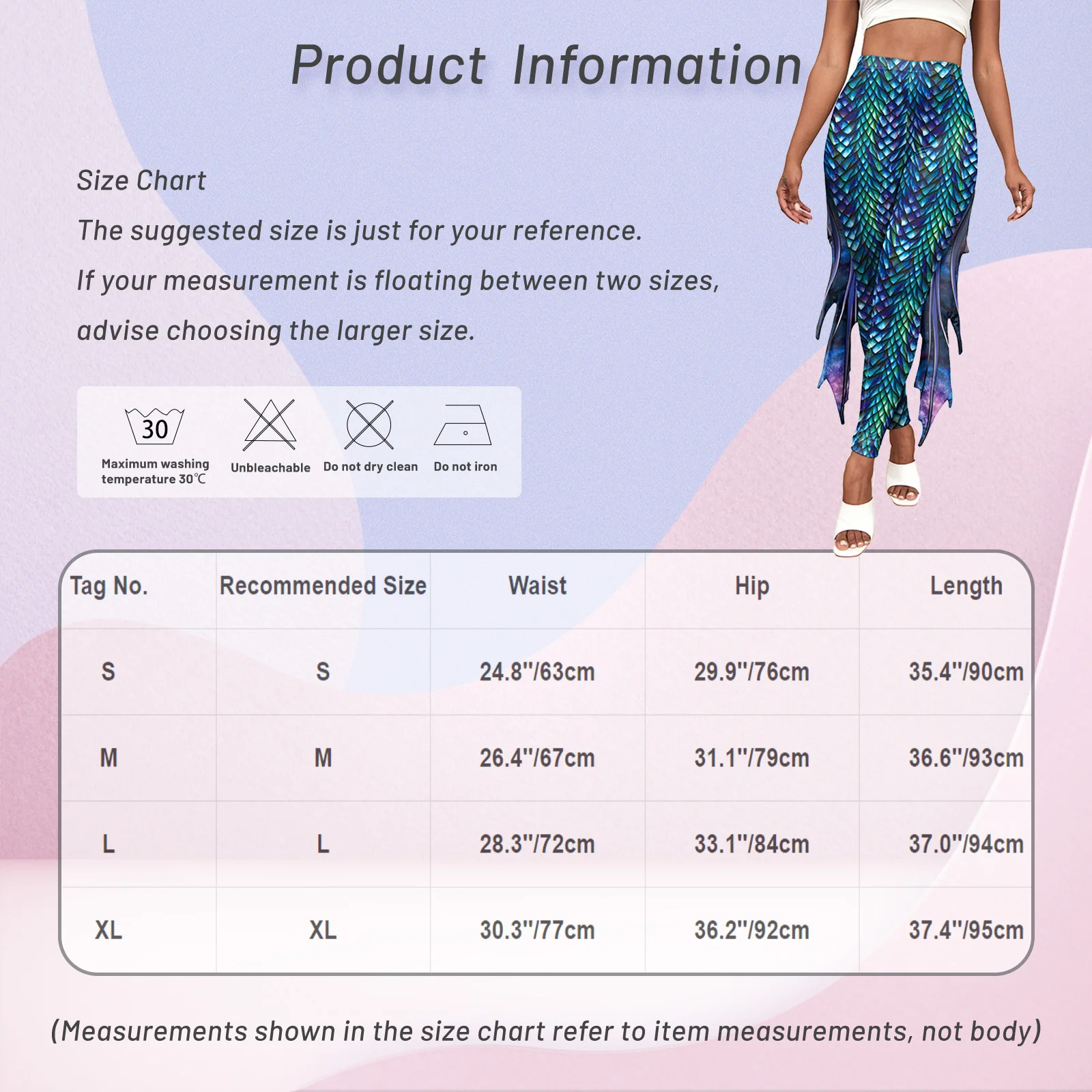 Womens Mermaid Leggings Trousers Cosplay Costume Fish Scale Print Tights Leggings Shiny Pants with Tulle Mermaid Flare Pants